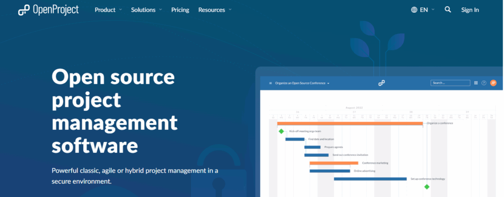 OpenProject open-source dashboard, agile software management tool designed for collaborative project tracking.