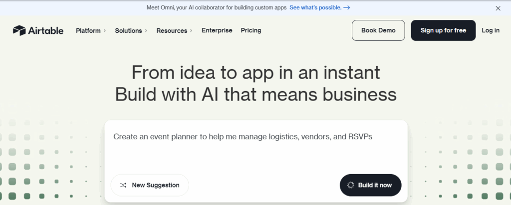 Airtable spreadsheet-style project management interface, flexible agile software tool for teams.