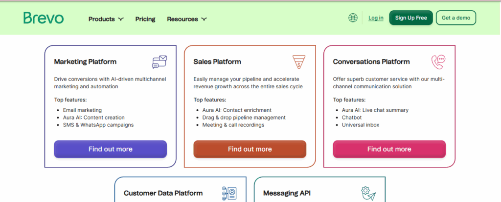 Brevo dashboard showcasing email and SMS campaigns, a top Mailchimp alternative for startups seeking cheaper automation tools.