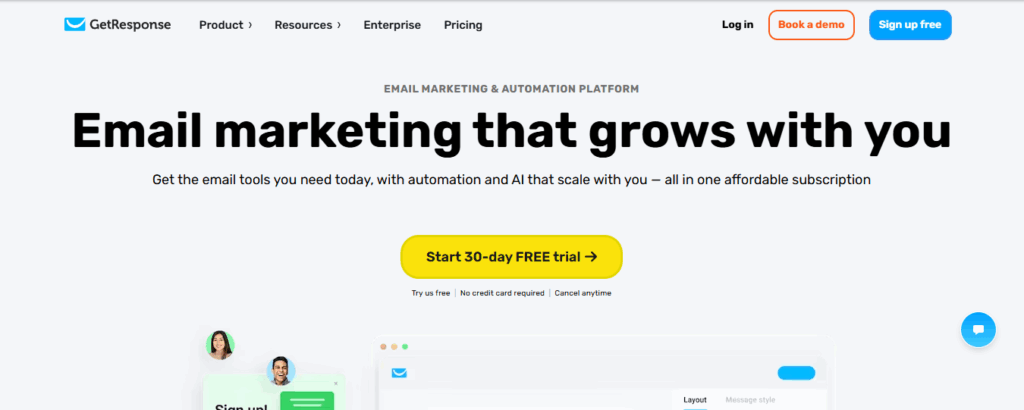 GetResponse email and webinar tools, among the best alternatives to Mailchimp for e-commerce and Shopify stores.