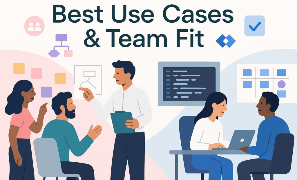 Comparison of Asana and Jira use cases for marketing, operations, and software development teams, highlighting team fit and flexibility.
