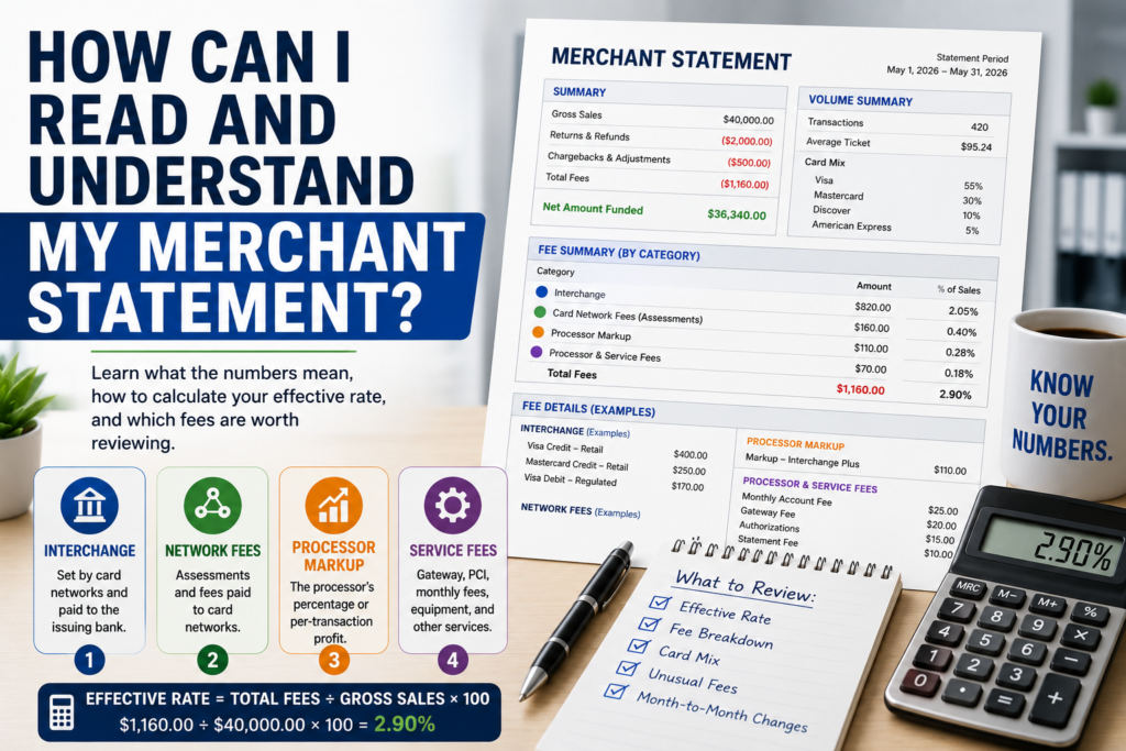 How can I read and understand my merchant statement?