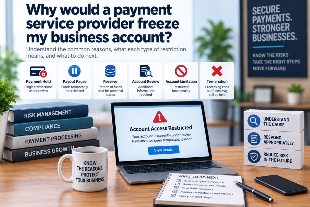 Why would a payment service provider freeze my business account?